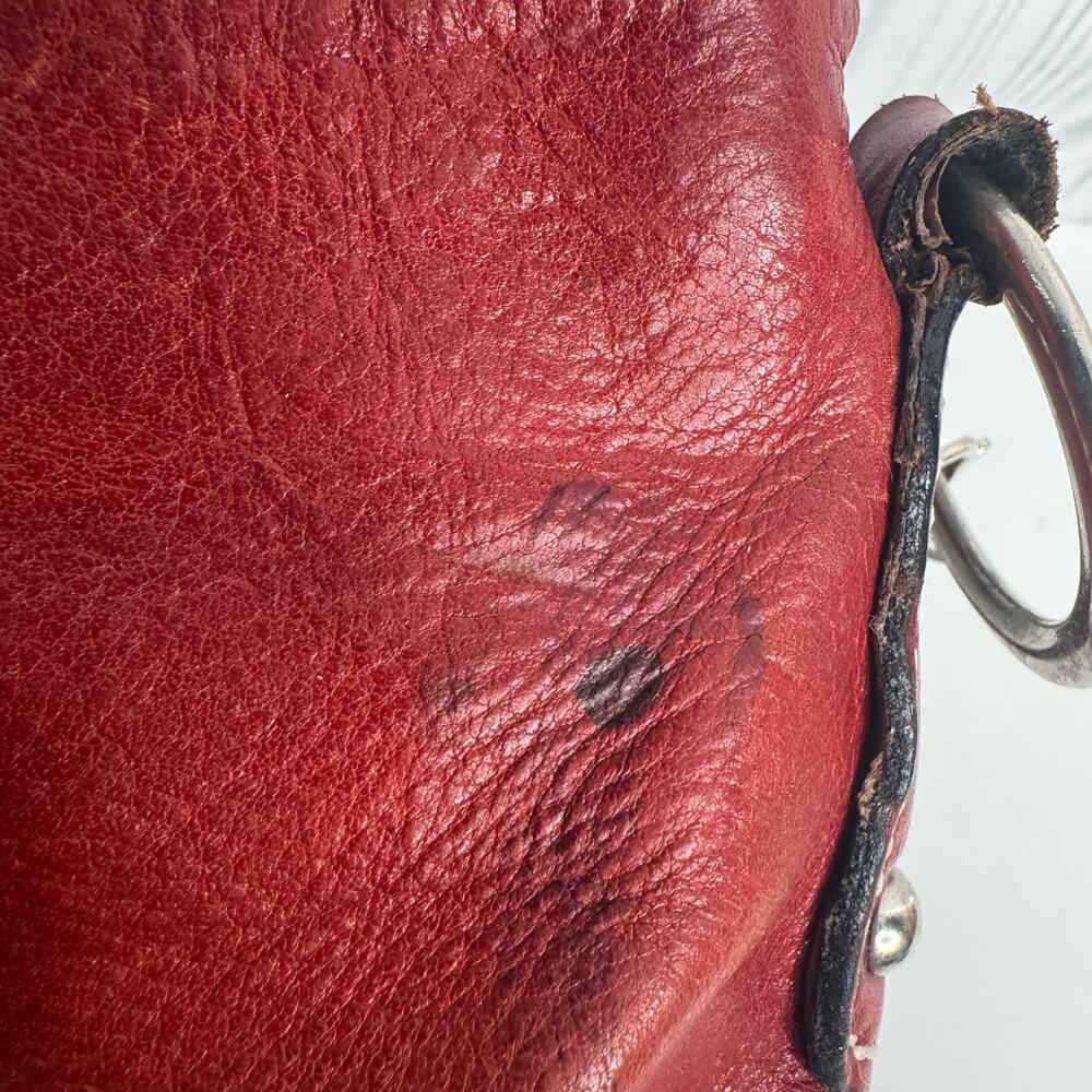 Vintage Marco Firenze Red Italian Leather Designer Shoulder Bucket Bag READ - Picture 5 of 13